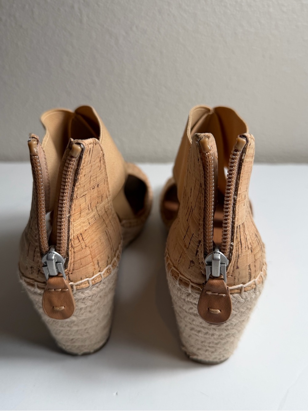 Gentle Souls~By Kenneth Cole~Cork & Wide Elastic~Espadrille~Wedge~Sandal~Size 8 - Picture 7 of 12